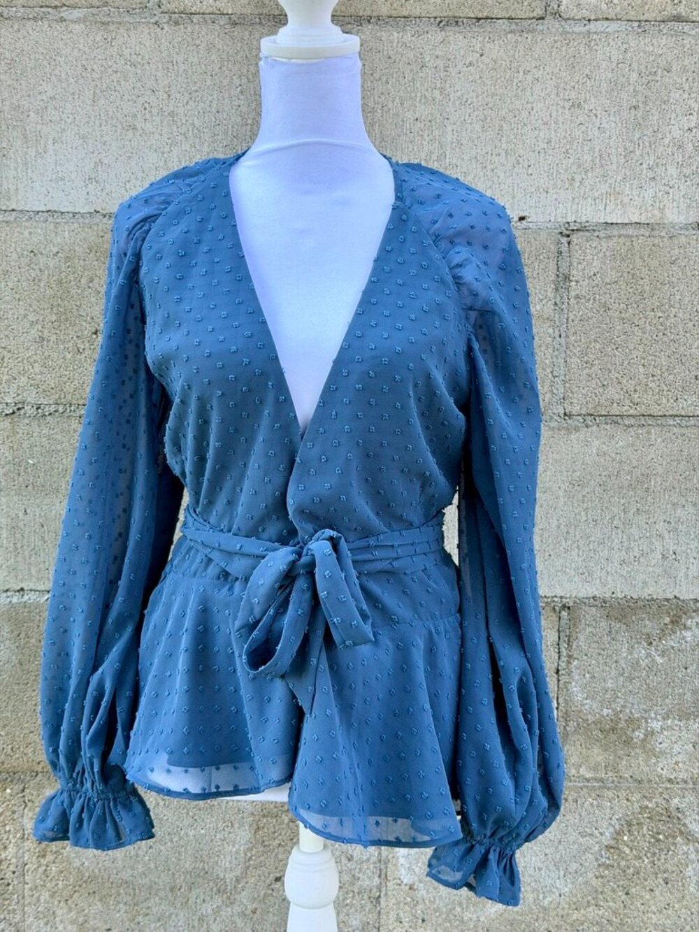 NWT Yumi Kim Cameron Top | Swiss Dot Niagra | Size XS | Wrap Blouse